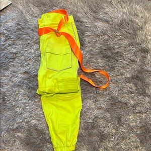 Neon Yellow Cargo Pants with Orange Belt